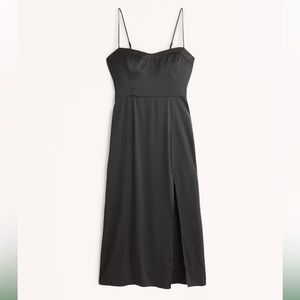 Abercrombie & Fitch High-Slit Midi Dress Size Large Black